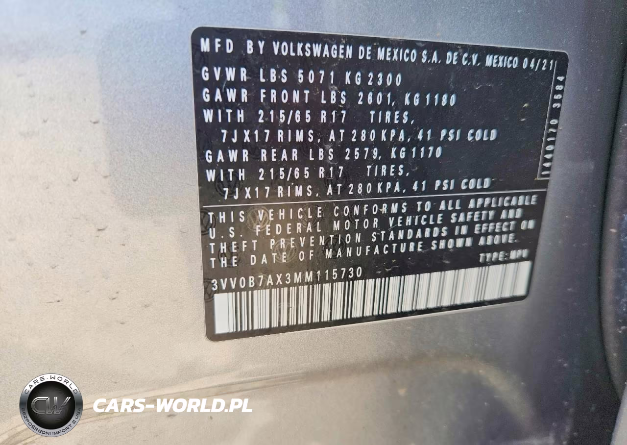 2021 Volkswagen Tiguan S VIN:3VV0B7AX3MM115730 - 14