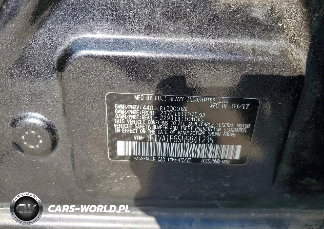 2017 Subaru Wrx Premium VIN:JF1VA1F69H9841235 - 13