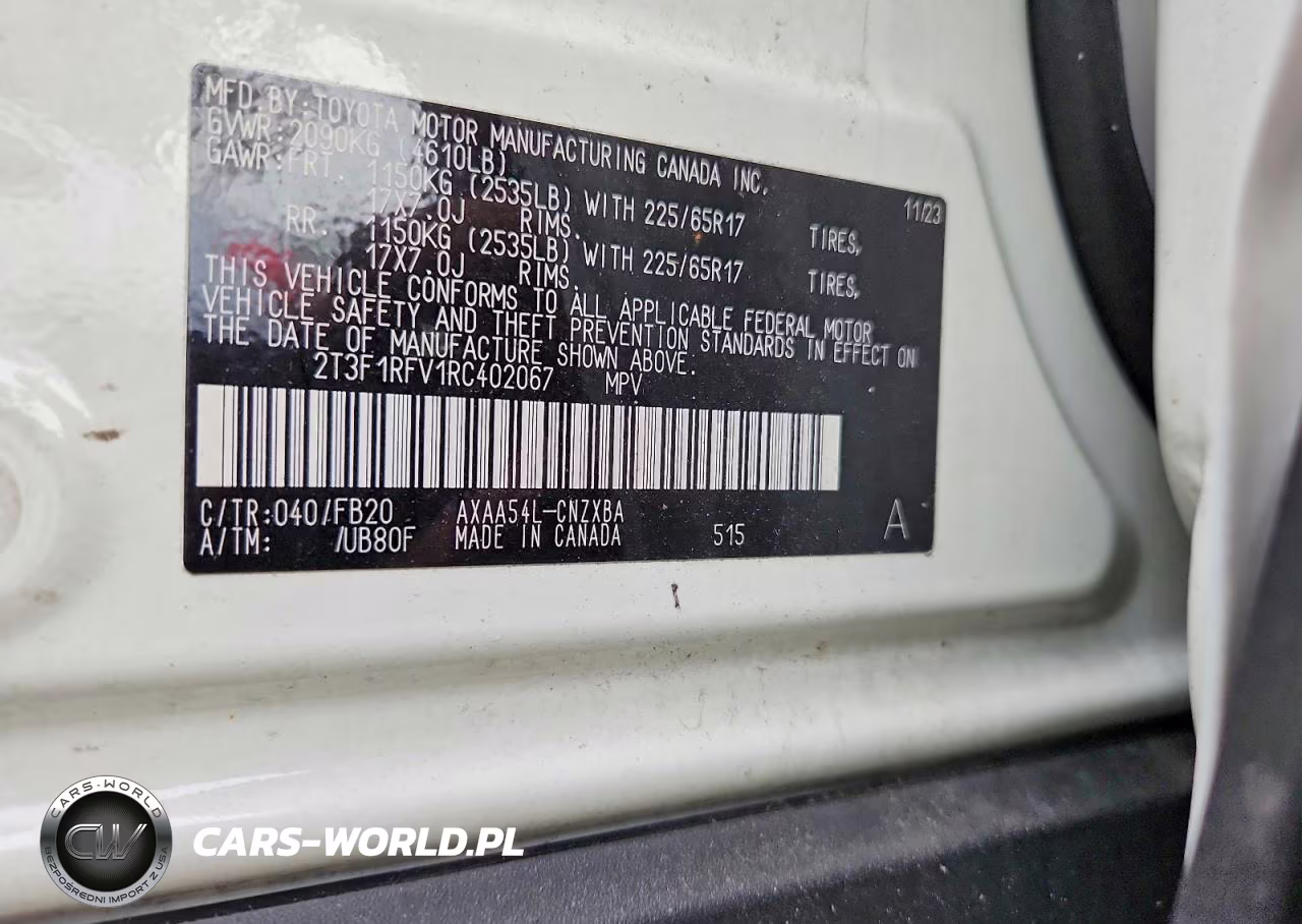 2024 Toyota Rav4 Le VIN:2T3F1RFV1RC402067 - 12