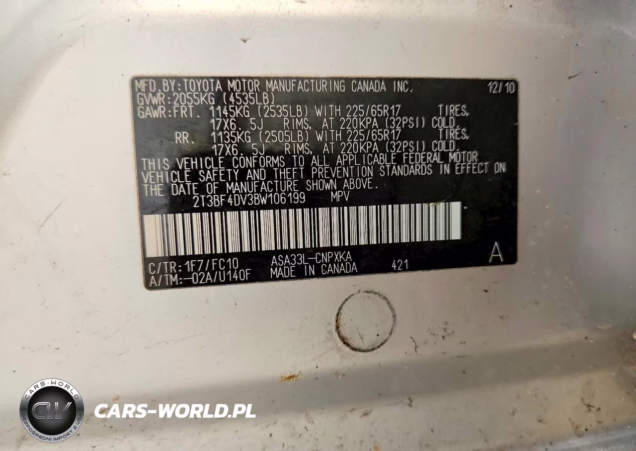 2011 Toyota Rav4 Base VIN:2T3BF4DV3BW106199 - 13