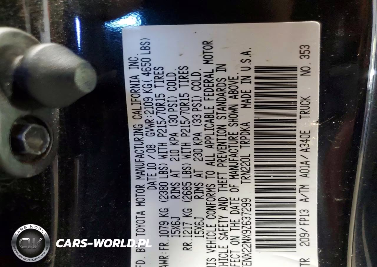 2009 Toyota Tacoma Base VIN:5TENX22NX9Z637299 - 12