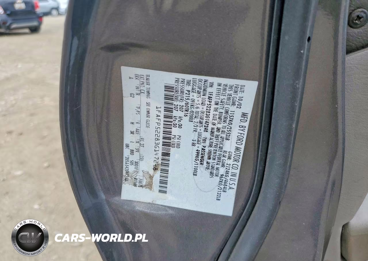 2003 Ford Taurus VIN:1FAFP52283G147248 - 12