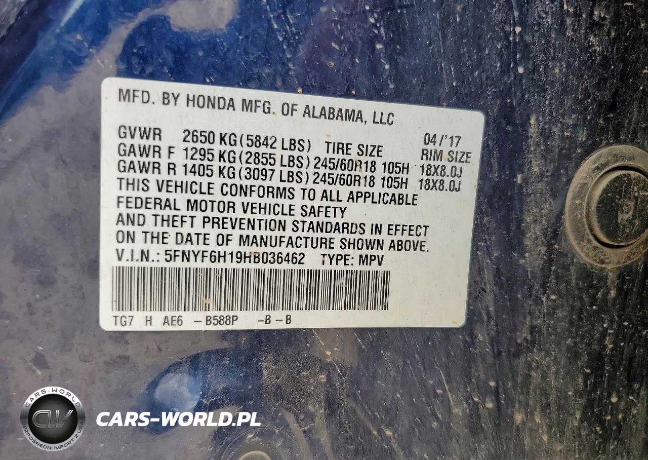 2017 Honda Pilot Lx VIN:5FNYF6H19HB036462 - 13