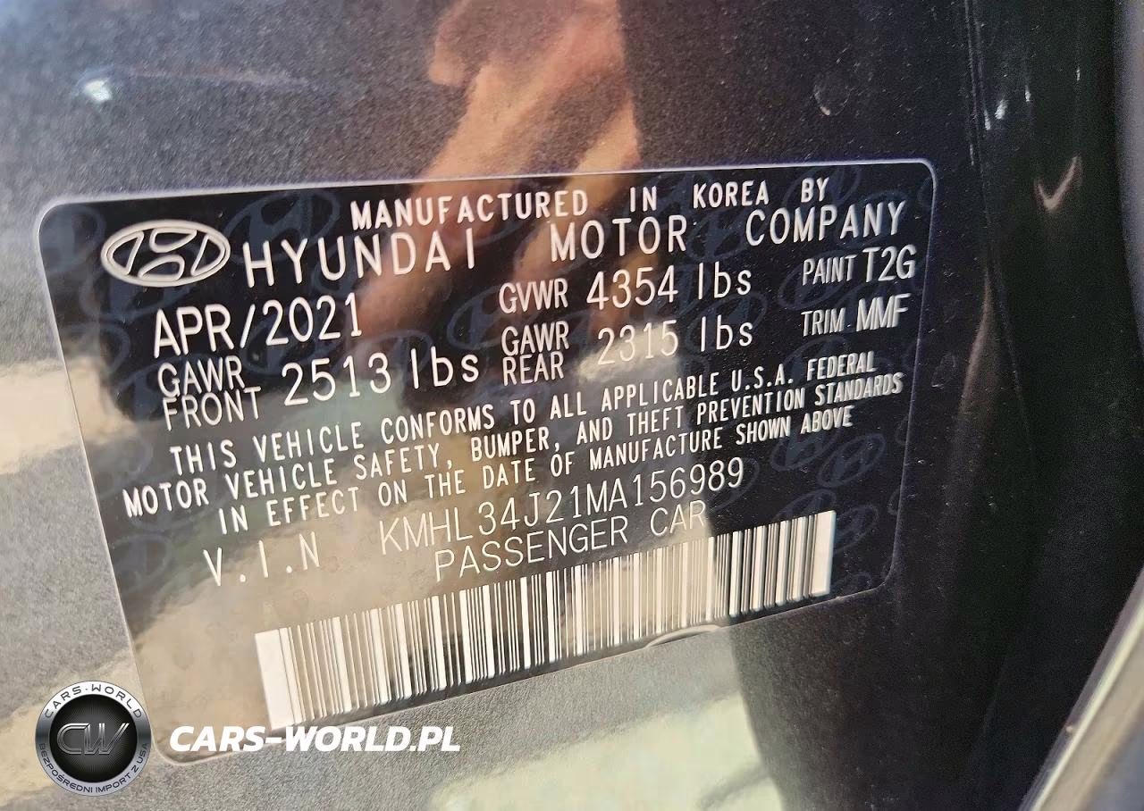 2021 Hyundai Sonata Limited VIN:KMHL34J21MA156989 - 12