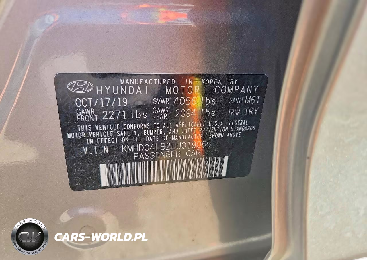 2020 Hyundai Elantra Sport VIN:KMHD04LB2LU019065 - 12