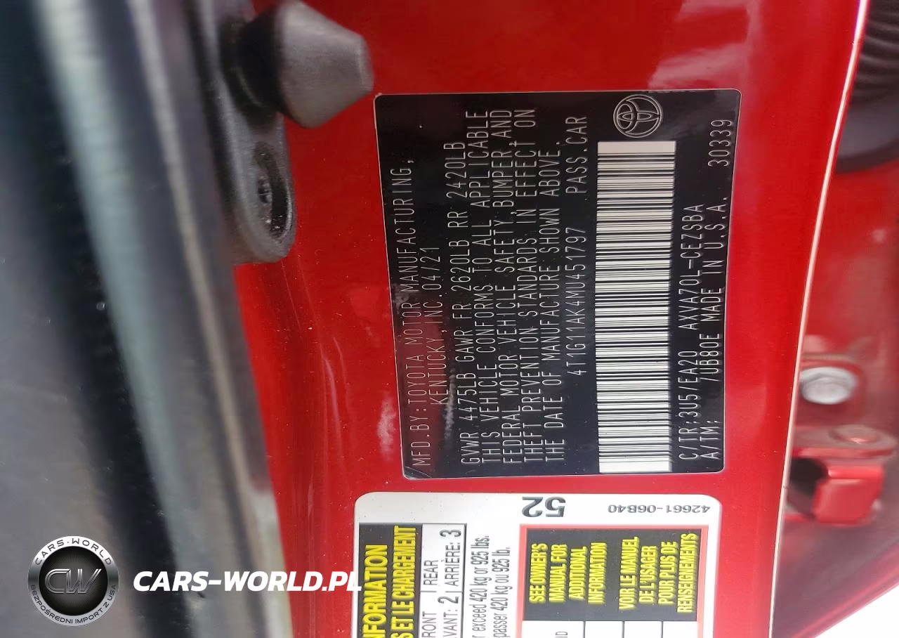 2021 Toyota Camry Se VIN:4T1G11AK4MU451797 - 12