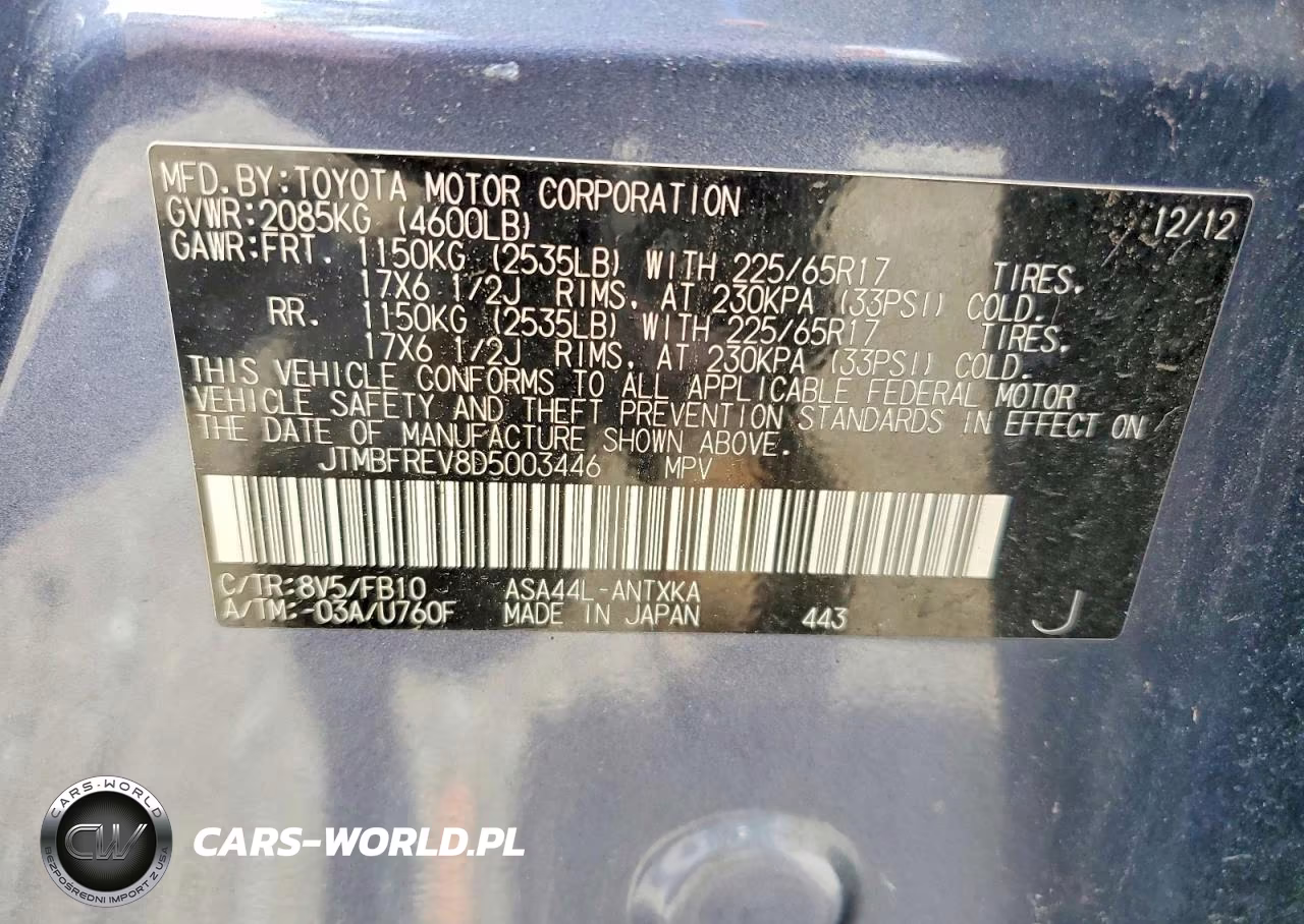 2013 Toyota Rav4 Le VIN:JTMBFREV8D5003446 - 13