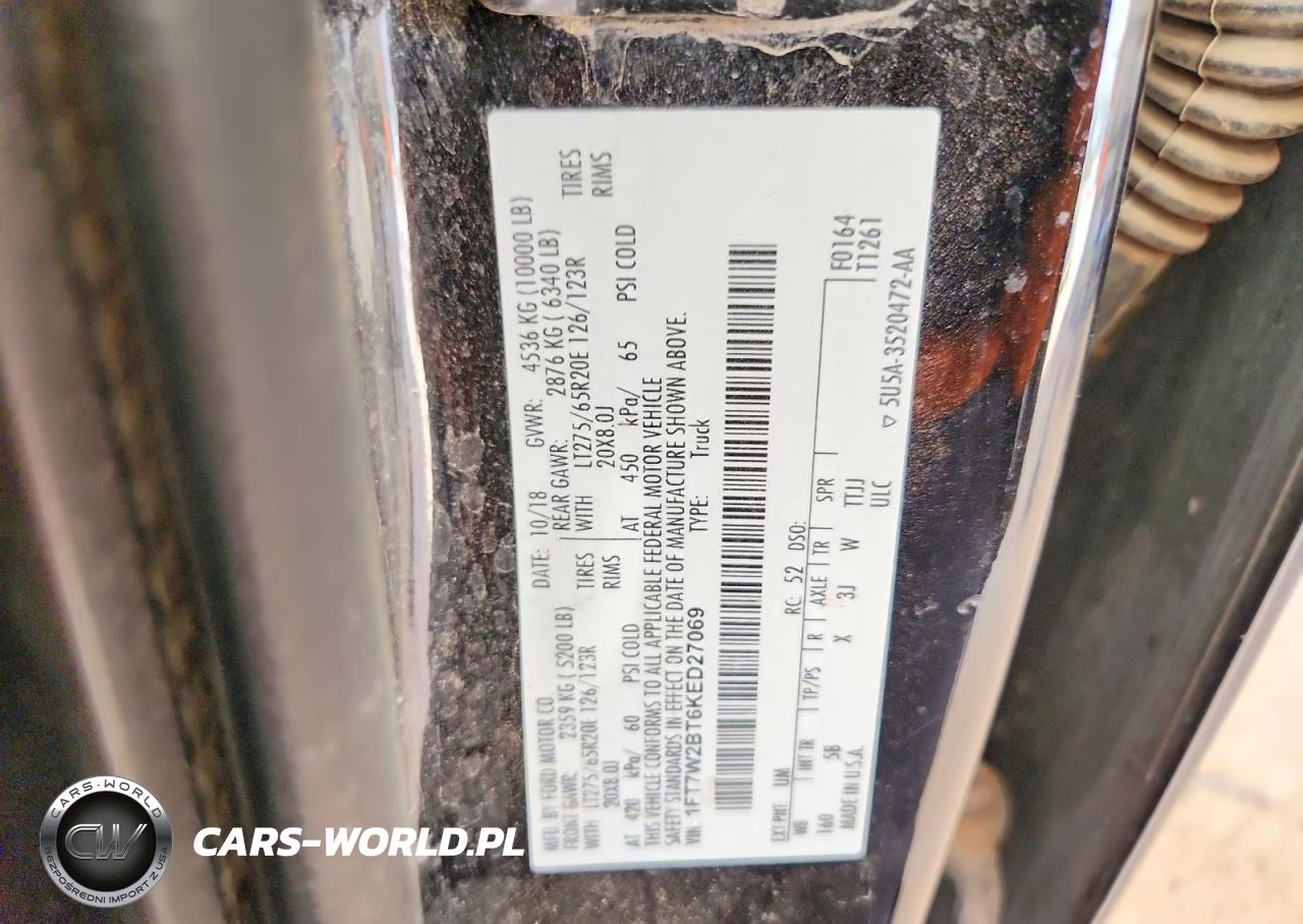 2019 Ford F250 Super Duty VIN:1FT7W2BT6KED27069 - 12