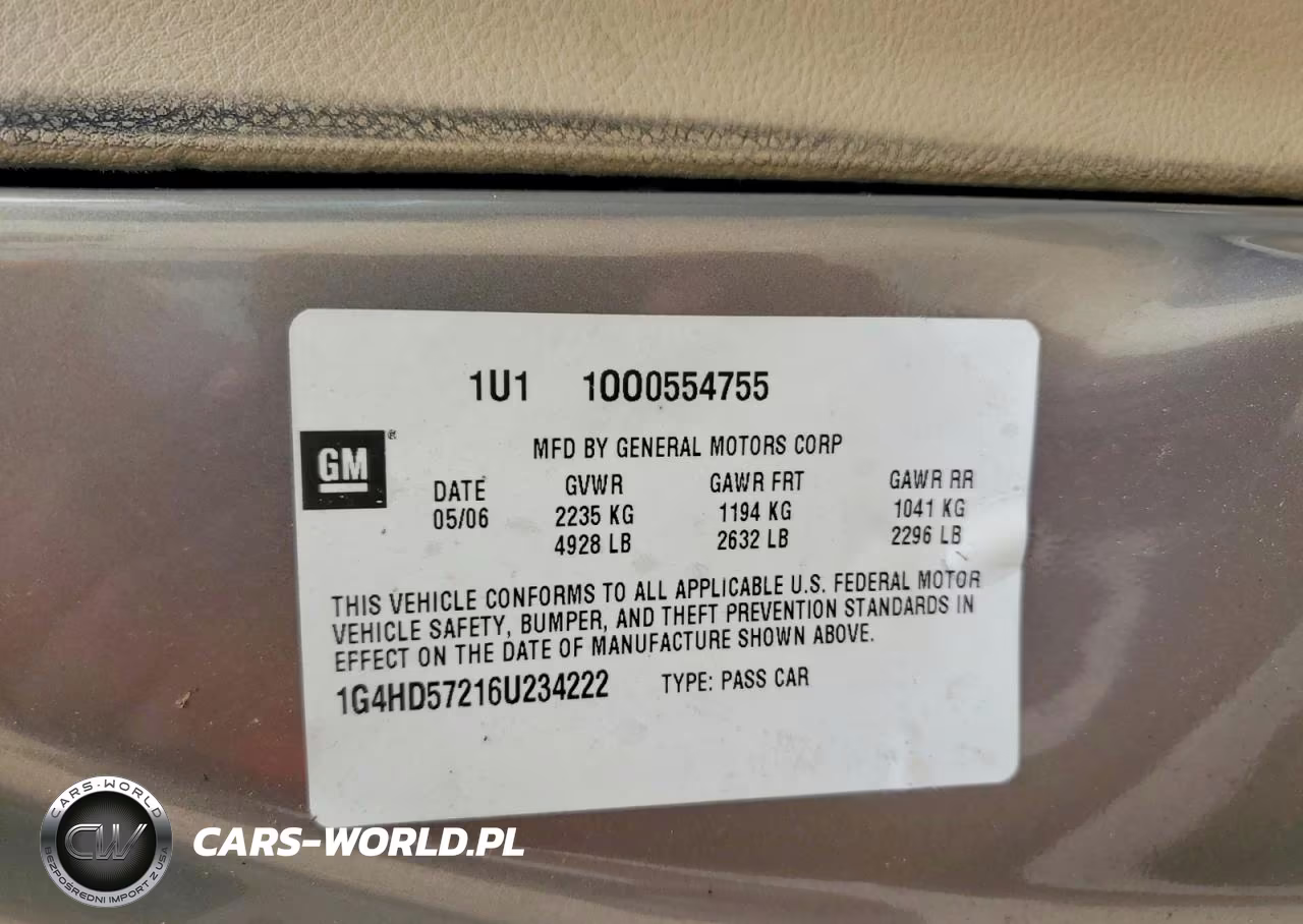 2006 Buick Lucerne Cxl VIN:1G4HD57216U234222 - 12