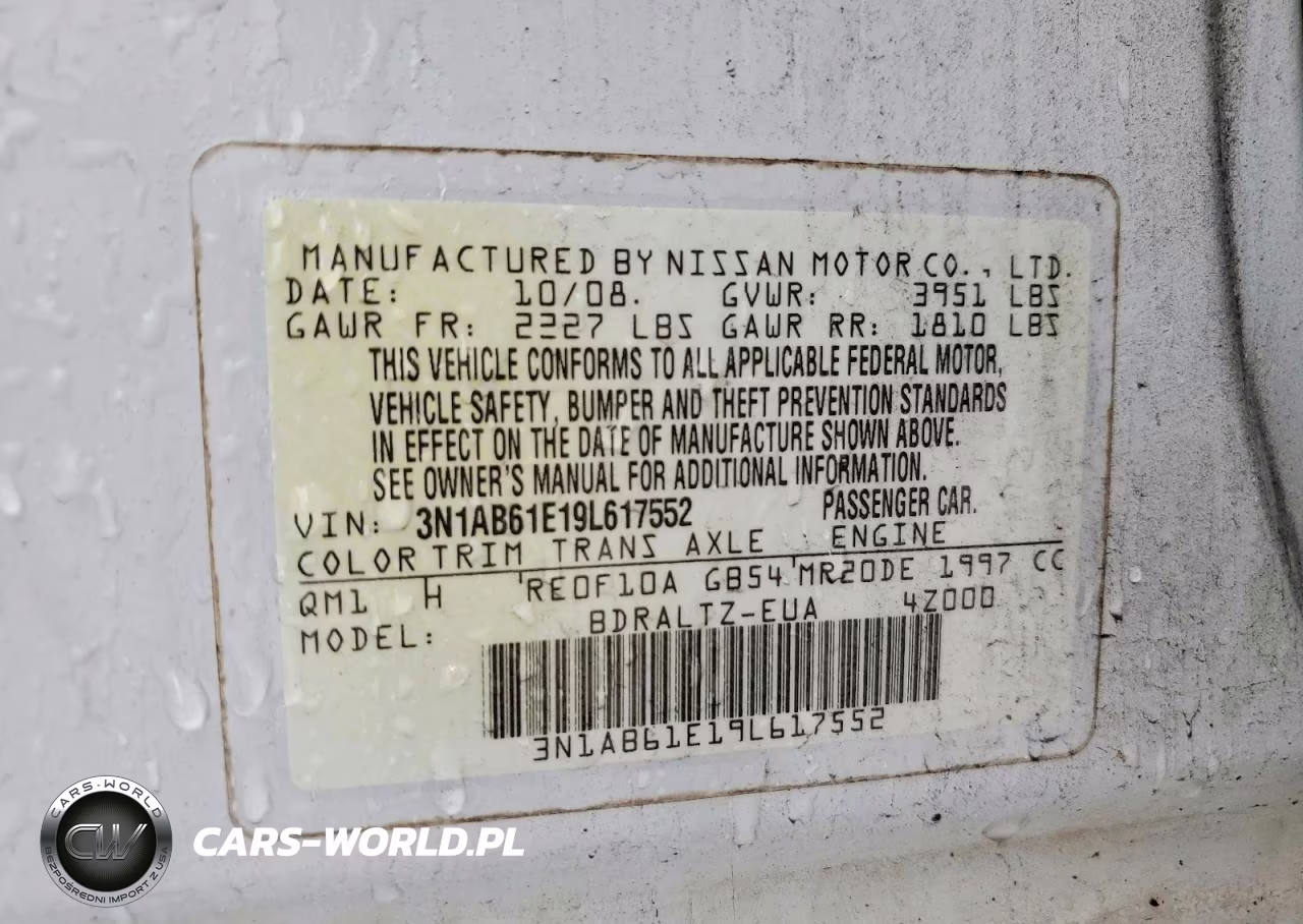 2009 Nissan Sentra 2.0 VIN:3N1AB61E19L617552 - 12