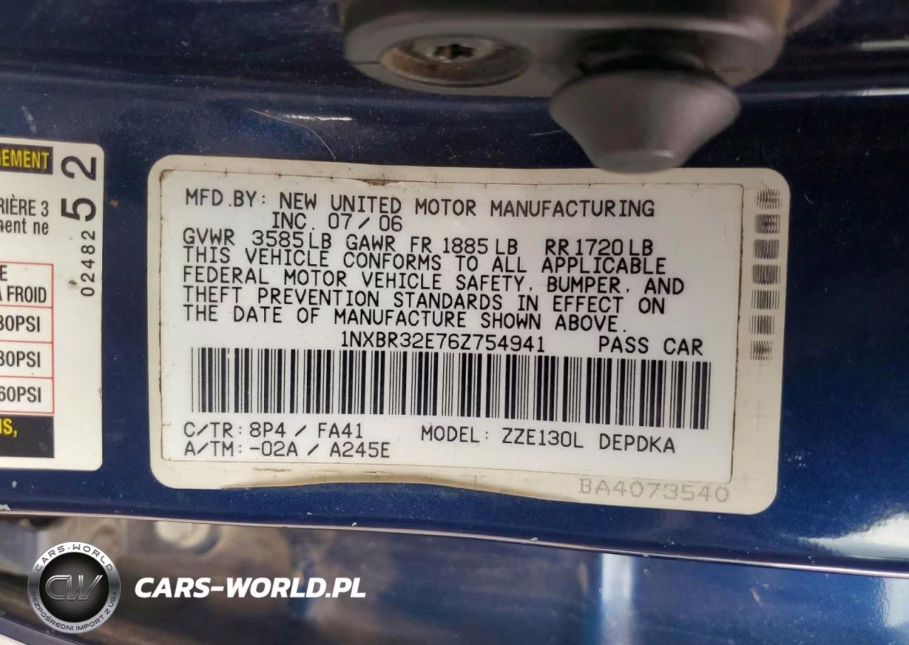 2006 Toyota Corolla Ce VIN:1NXBR32E76Z754941 - 13