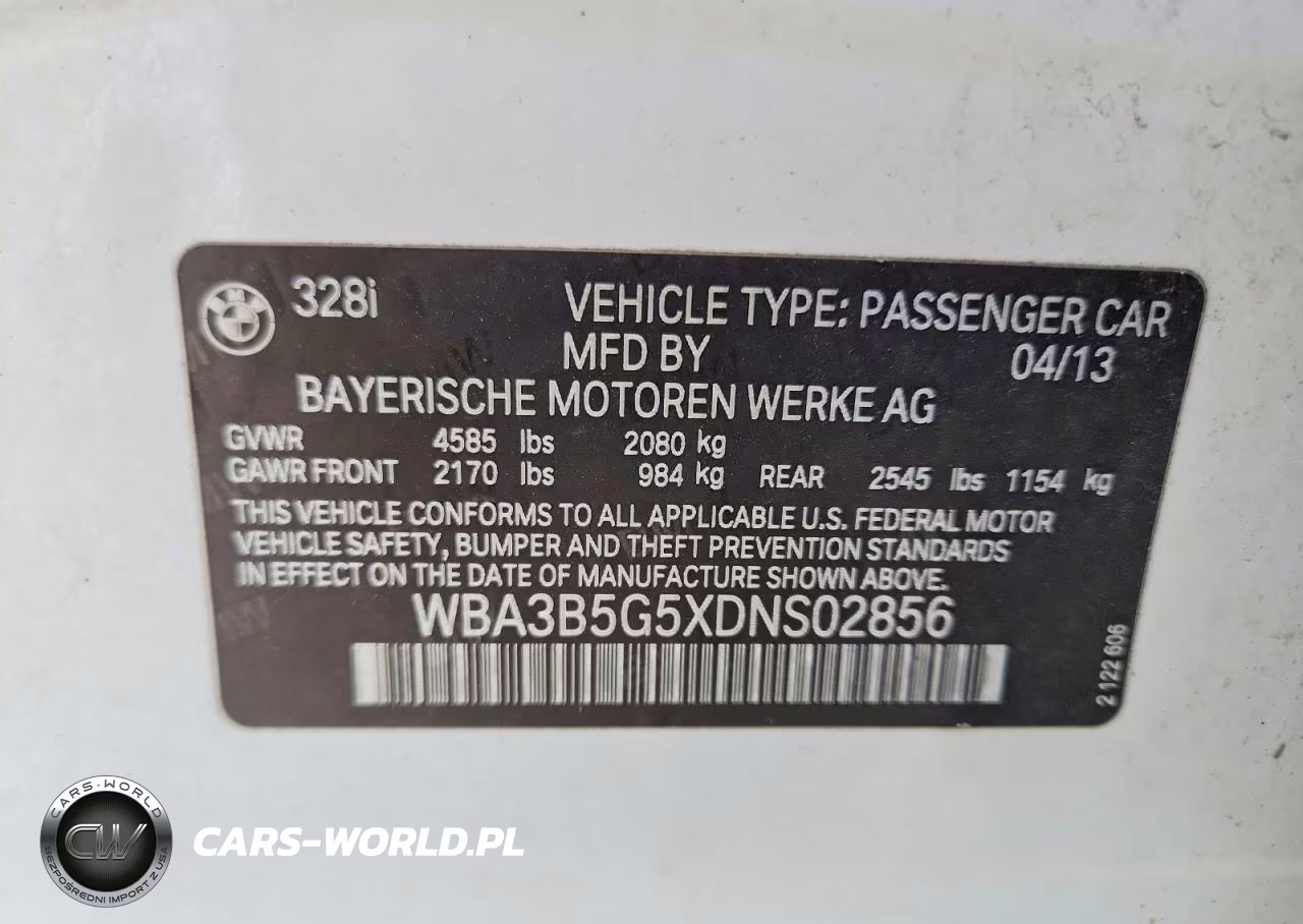 2013 BMW 328 Xi Sulev VIN:WBA3B5G5XDNS02856 - 12