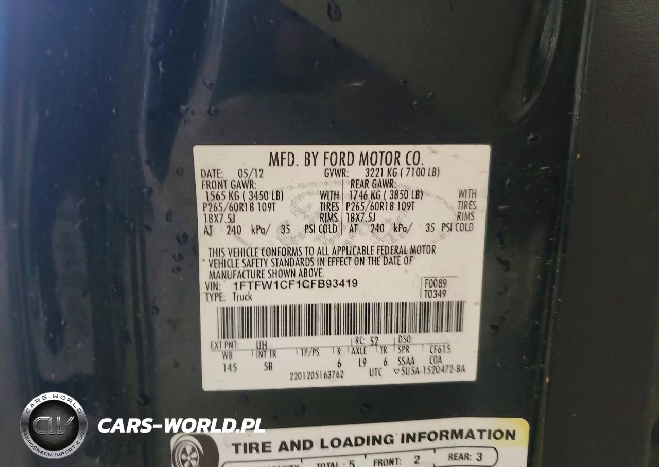 2012 Ford F150 Supercrew VIN:1FTFW1CF1CFB93419 - 12