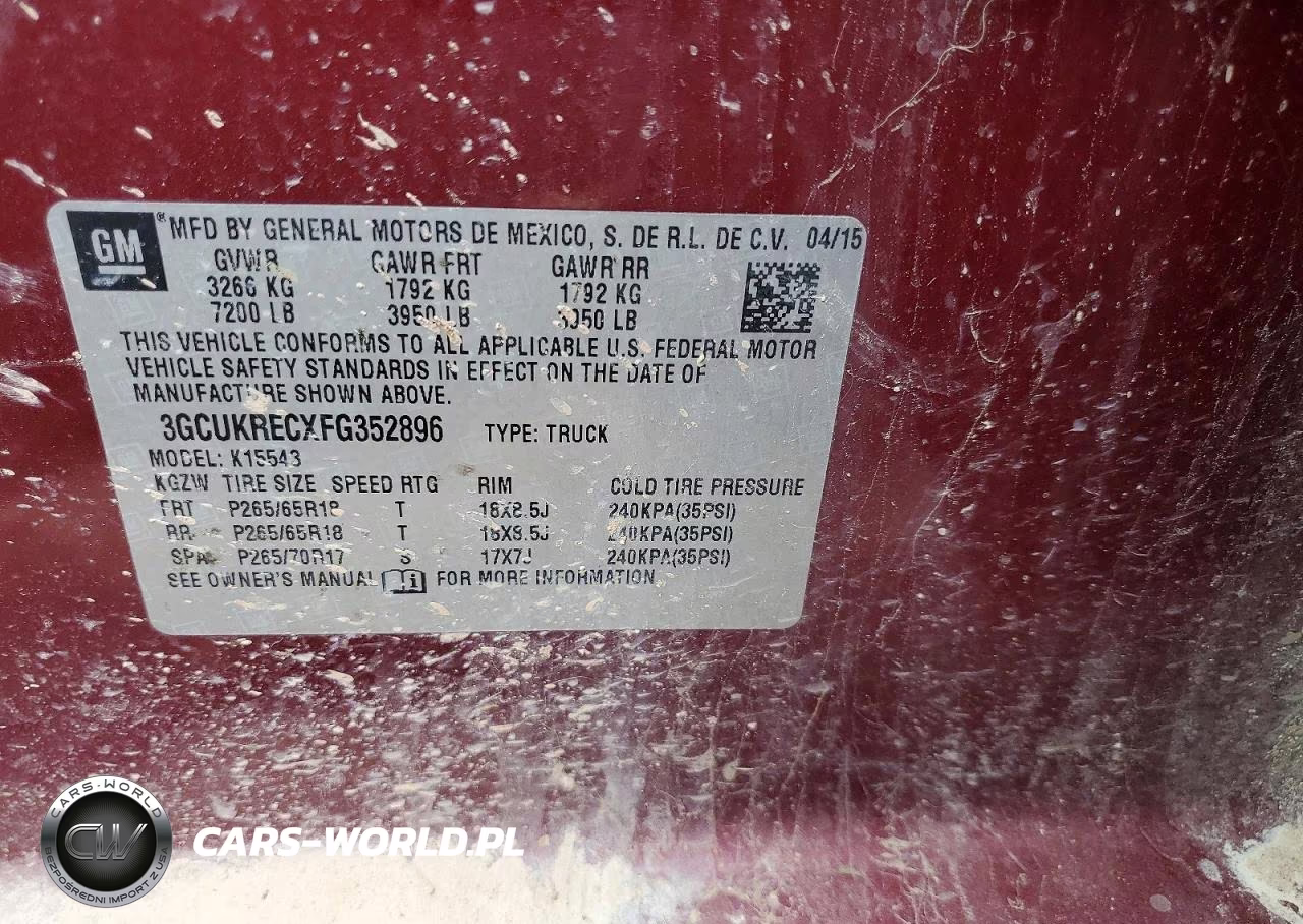 2015 Chevrolet Silverado K1500 Lt VIN:3GCUKRECXFG352896 - 12