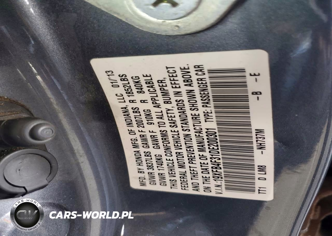 2013 Honda Civic Hybrid L VIN:19XFB4F31DE200301 - 12