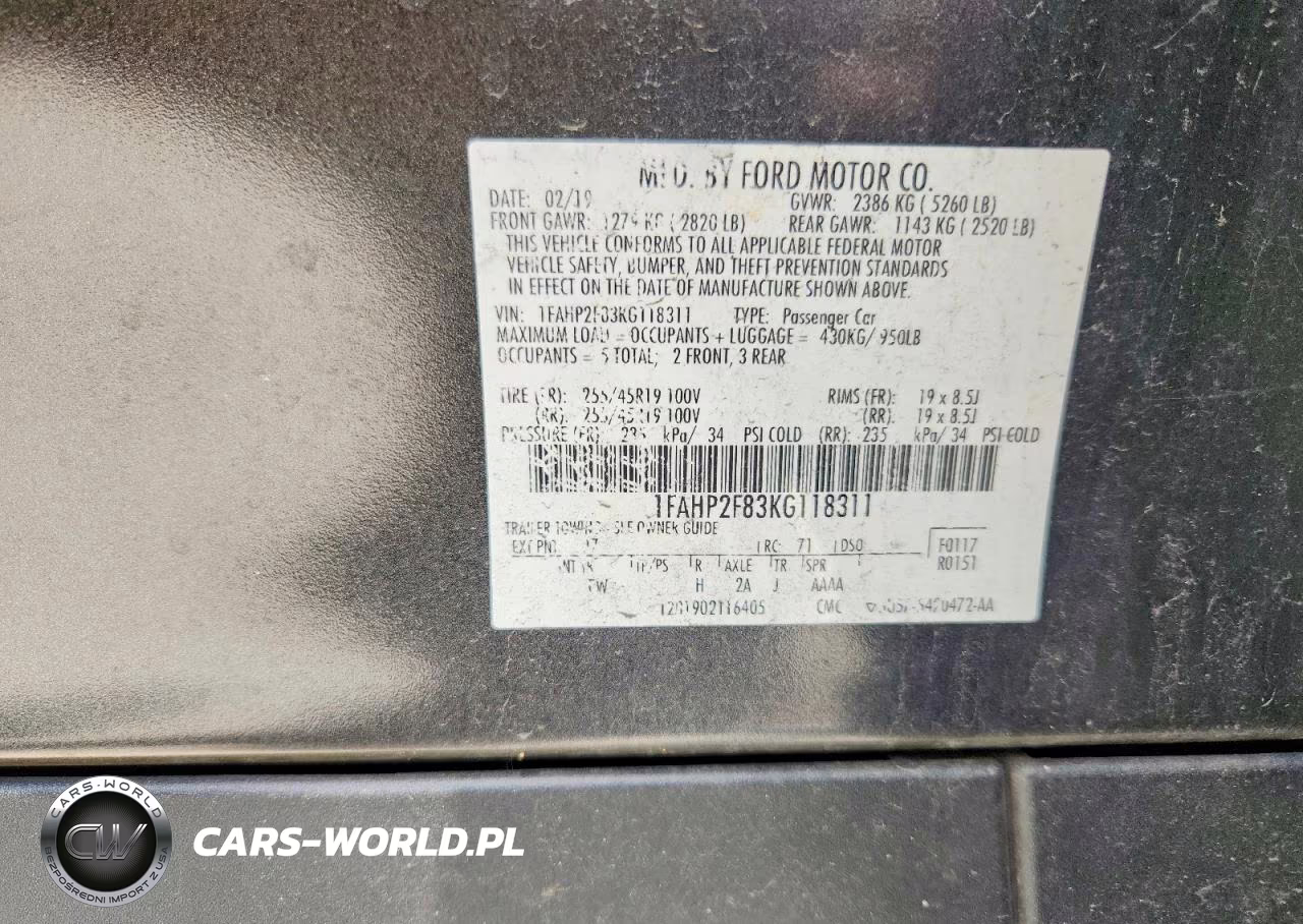 2019 Ford Tauras VIN:1FAHP2F83KG118311 - 13