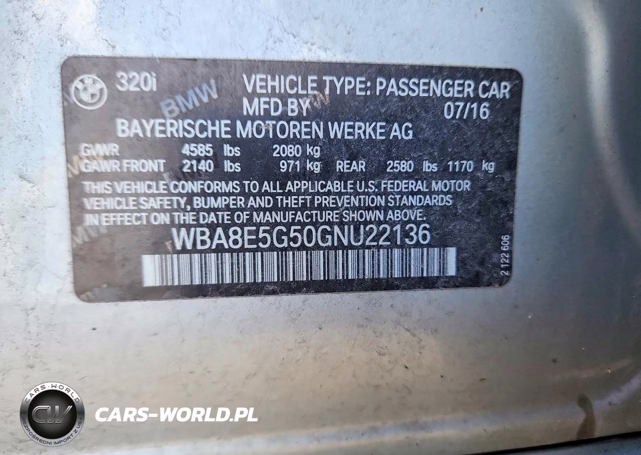 2016 BMW 320 Xi VIN:WBA8E5G50GNU22136 - 13