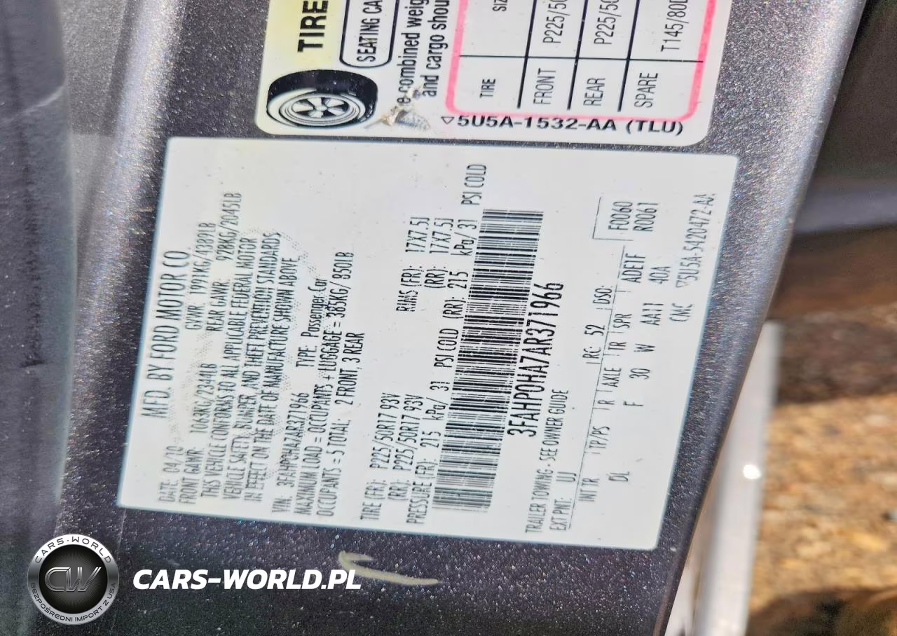 2010 Ford Fusion VIN:3FAHP0HA7AR371966 - 12