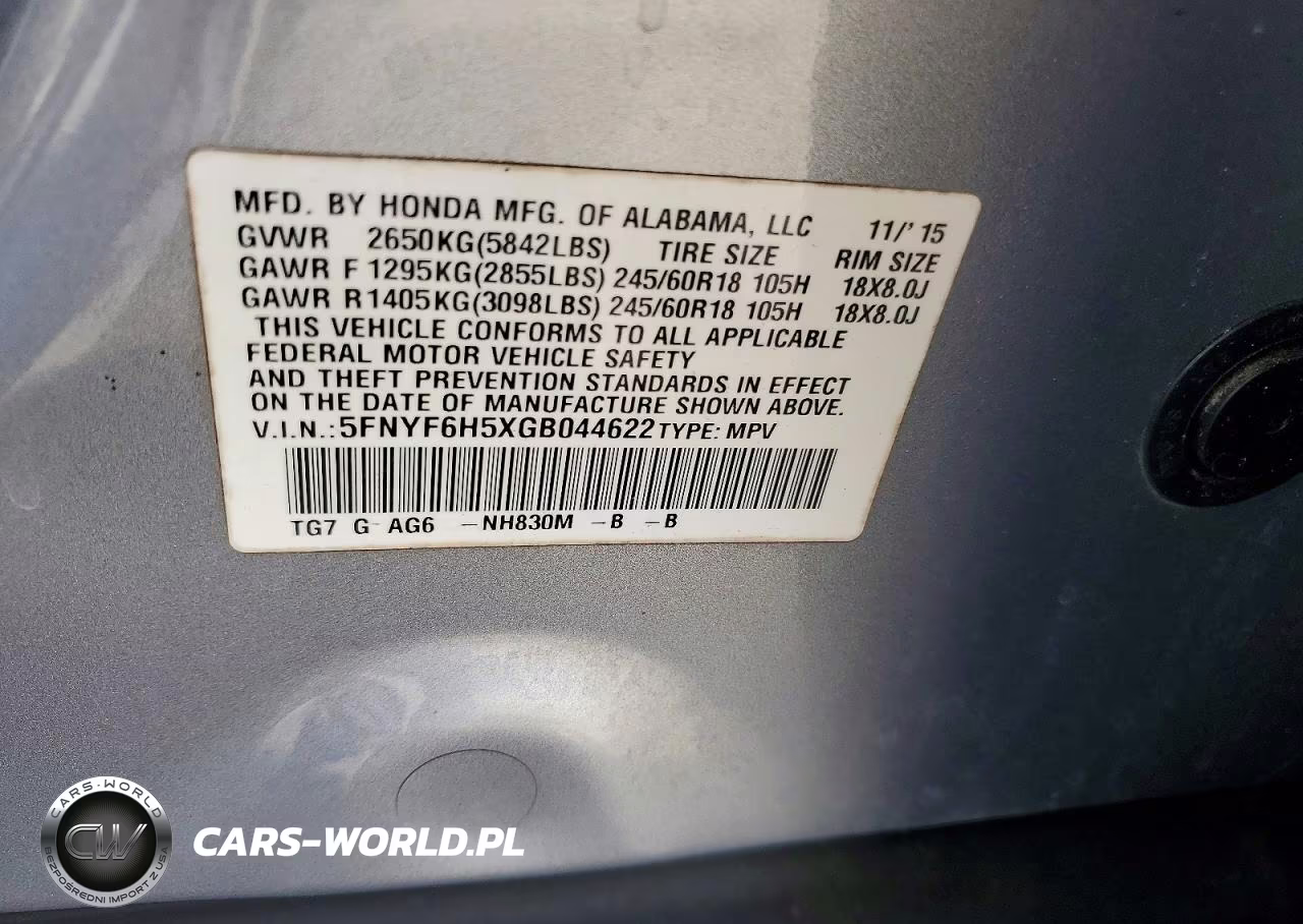 2016 Honda Pilot Exl VIN:5FNYF6H5XGB044622 - 13