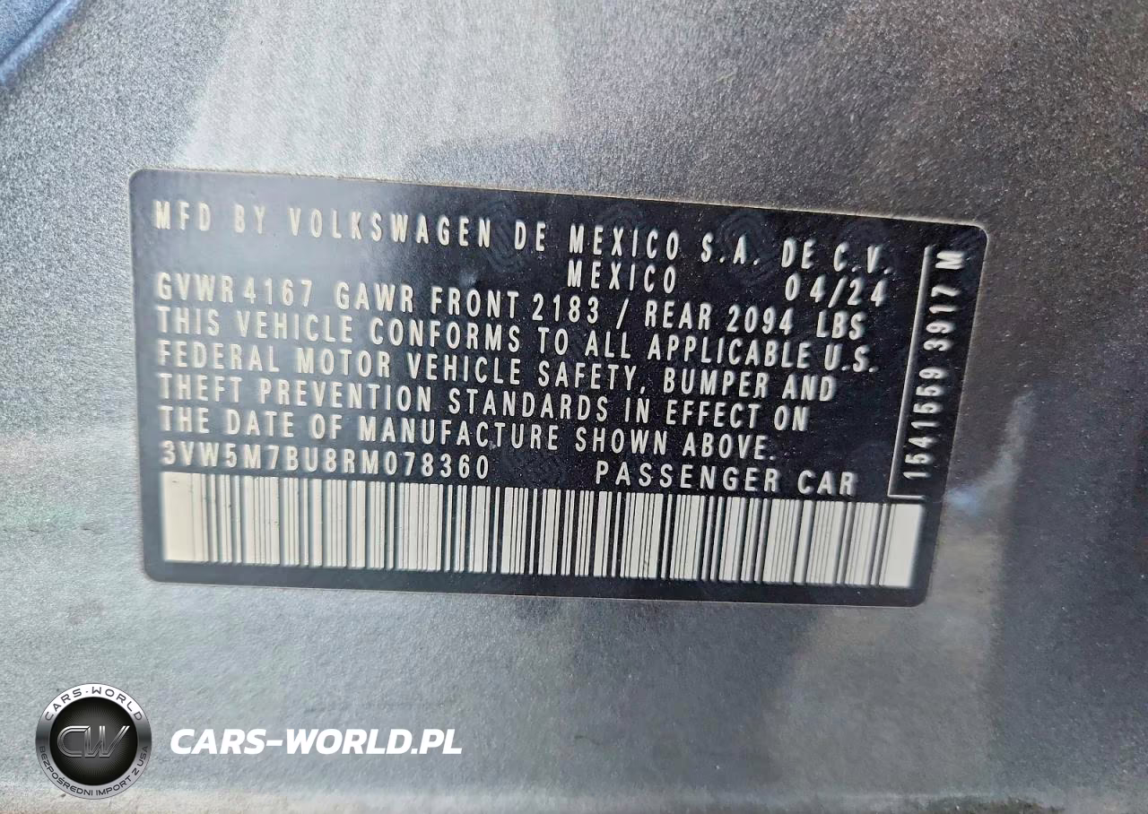 2024 Volkswagen Jetta S VIN:3VW5M7BU8RM078360 - 13