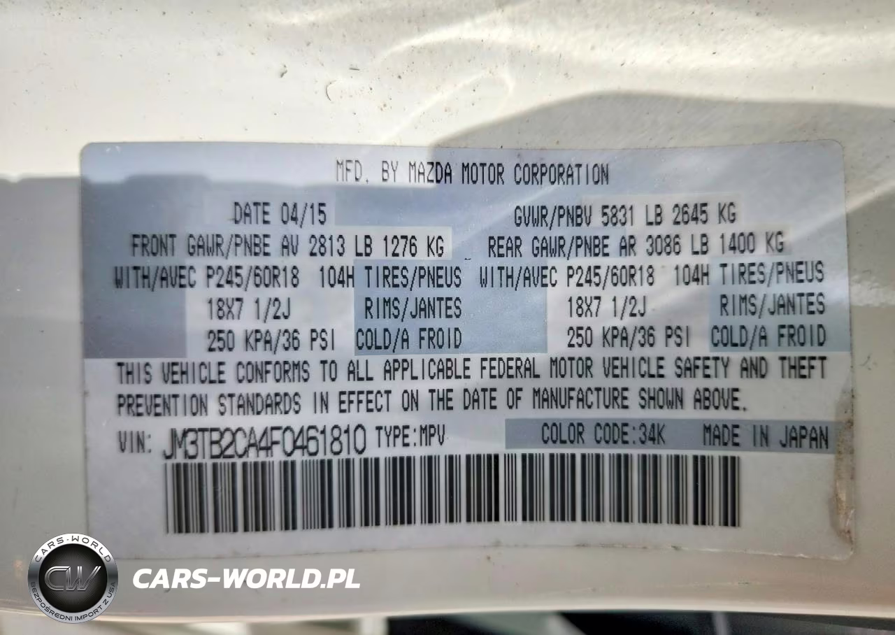 2015 Mazda Cx-9 Touring VIN:JM3TB2CA4F0461810 - 13