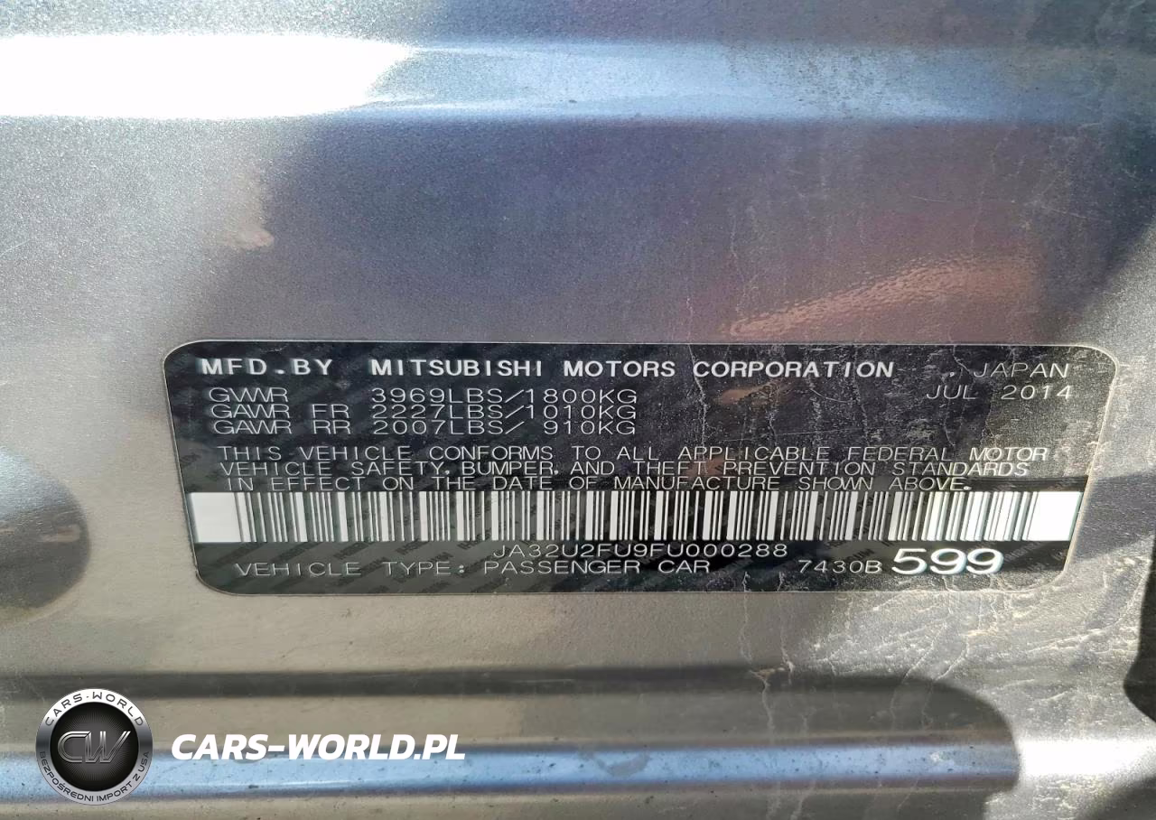 2015 Mitsubishi Lancer Es VIN:JA32U2FU9FU000288 - 12