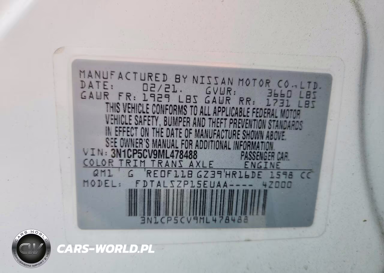 2021 Nissan Kicks Sv VIN:3N1CP5CV9ML478488 - 13