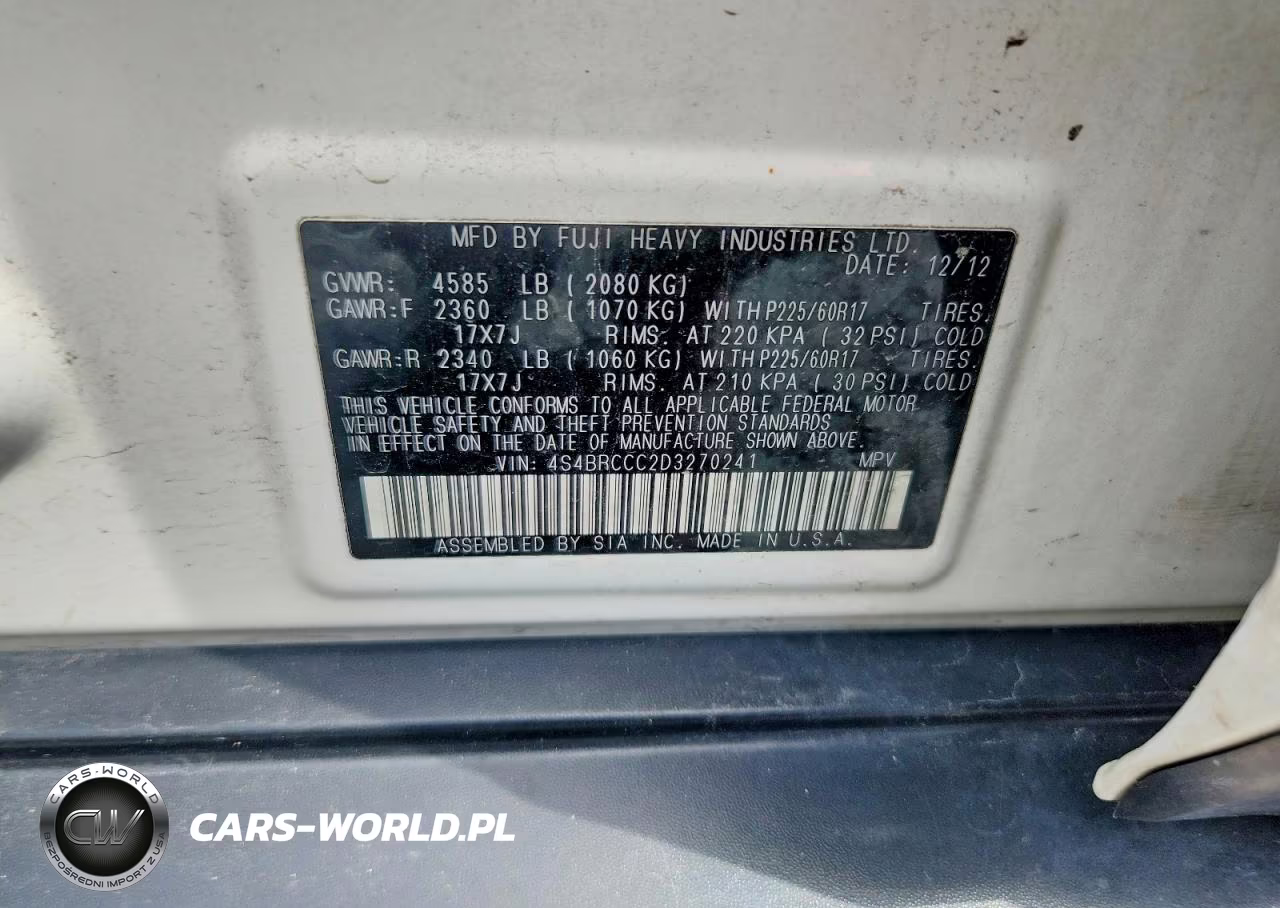 2013 Subaru Outback 2.5I Premium VIN:4S4BRCCC2D3270241 - 13