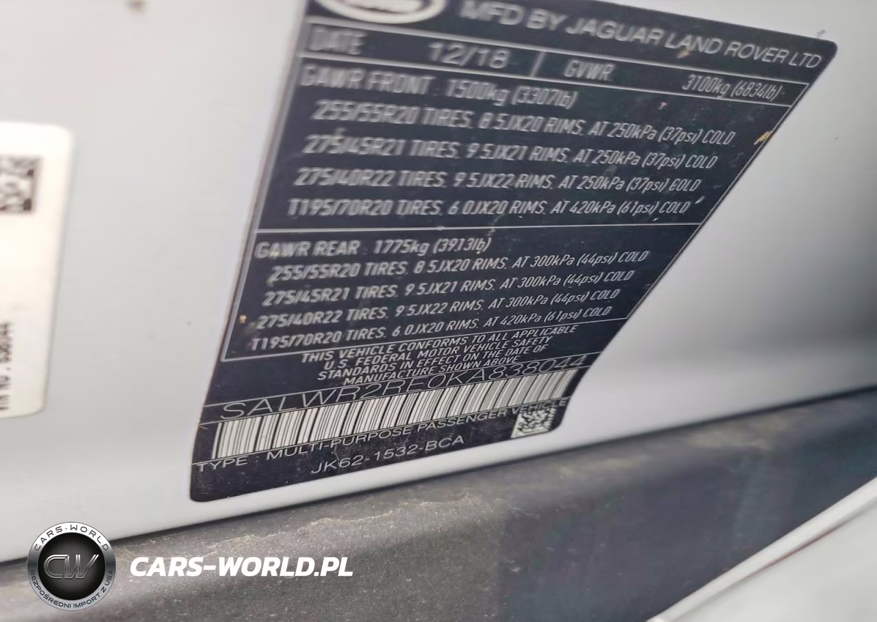 2019 Land Rover Range Rover Sport Supercharged Dynamic VIN:SALWR2RE0KA838044 - 13