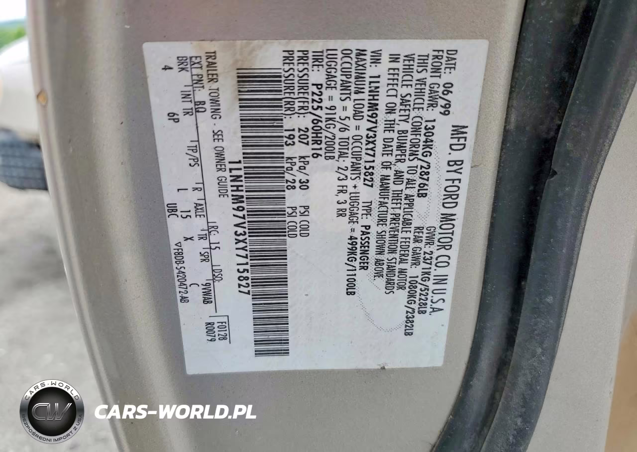 1999 Lincoln Continental VIN:1LNHM97V3XY715827 - 12