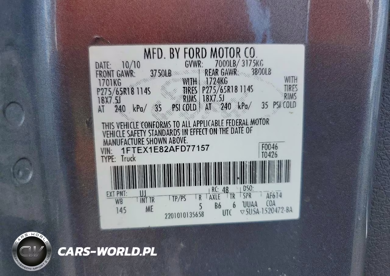 2010 Ford F150 Super Cab VIN:1FTEX1E82AFD77157 - 12