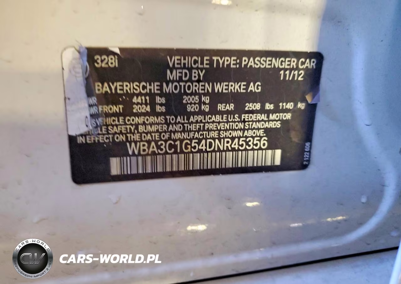 2013 BMW 328 I Sulev VIN:WBA3C1G54DNR45356 - 12