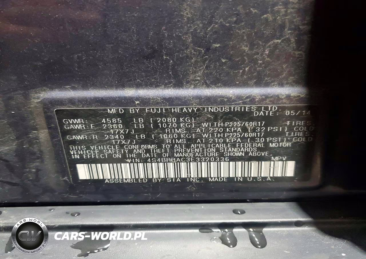 2014 Subaru Outback 2.5I VIN:4S4BRBAC3E3320336 - 13