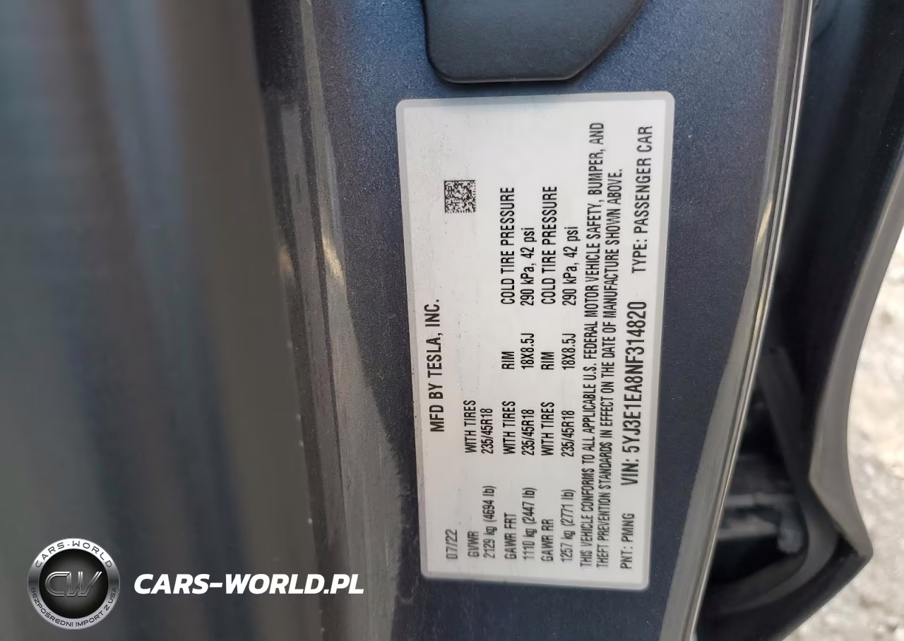 2022 Tesla Model 3 VIN:5YJ3E1EA8NF314820 - 13