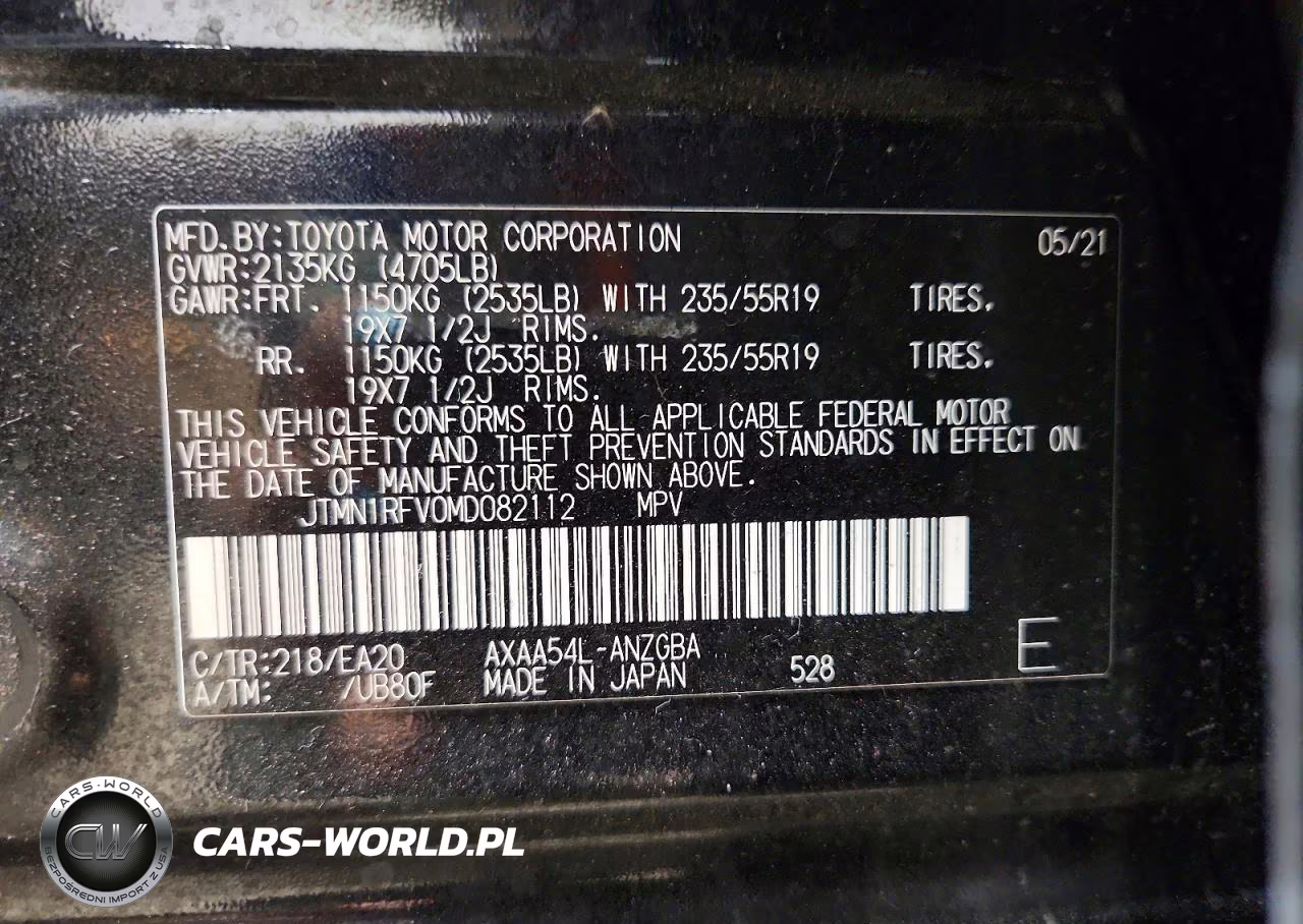 2021 Toyota Rav4 Limited VIN:JTMN1RFV0MD082112 - 13