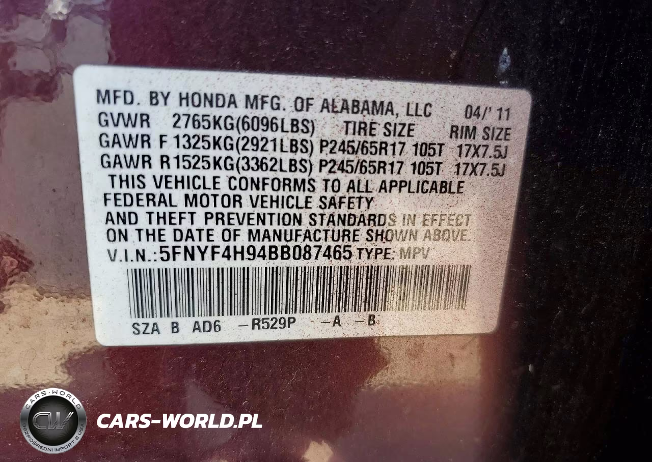 2011 Honda Pilot Touring VIN:5FNYF4H94BB087465 - 13