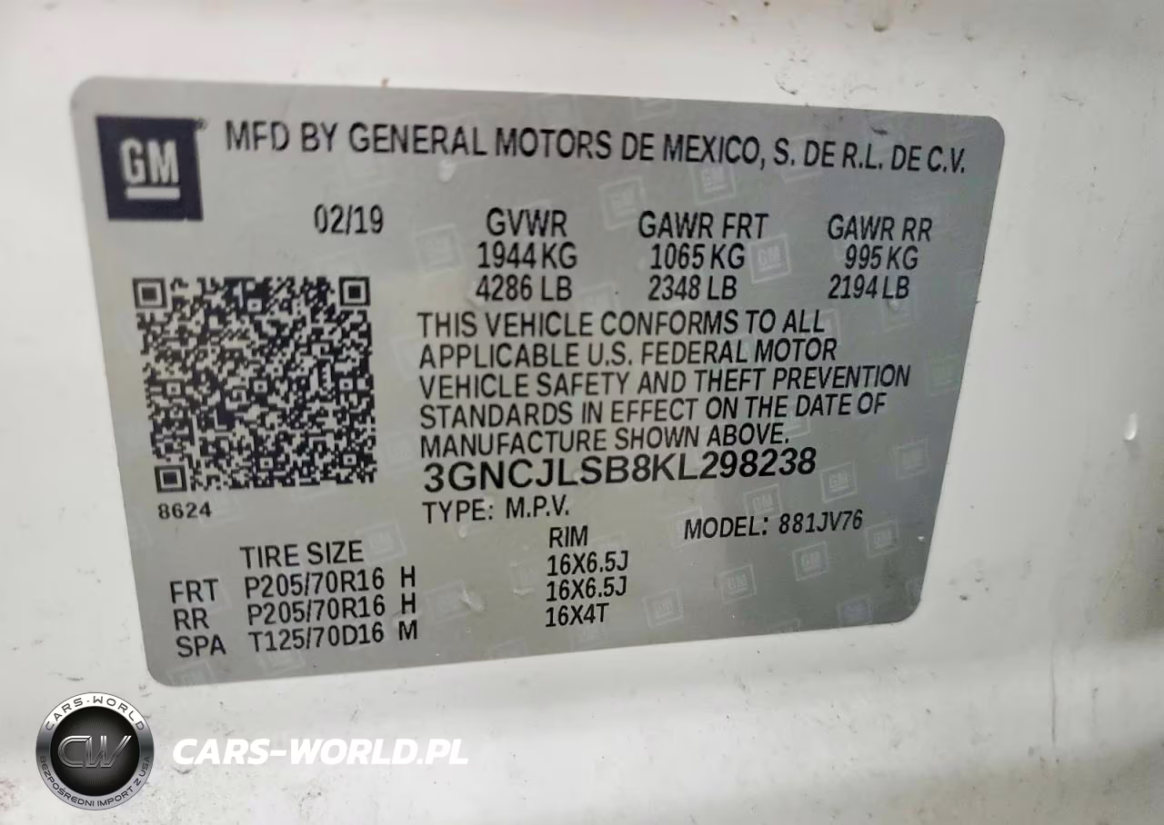 2019 Chevrolet Trax 1Lt VIN:3GNCJLSB8KL298238 - 13