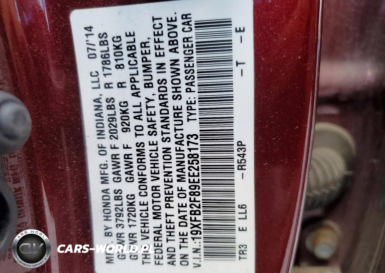 2014 Honda Civic Ex VIN:19XFB2F89EE258173 - 12