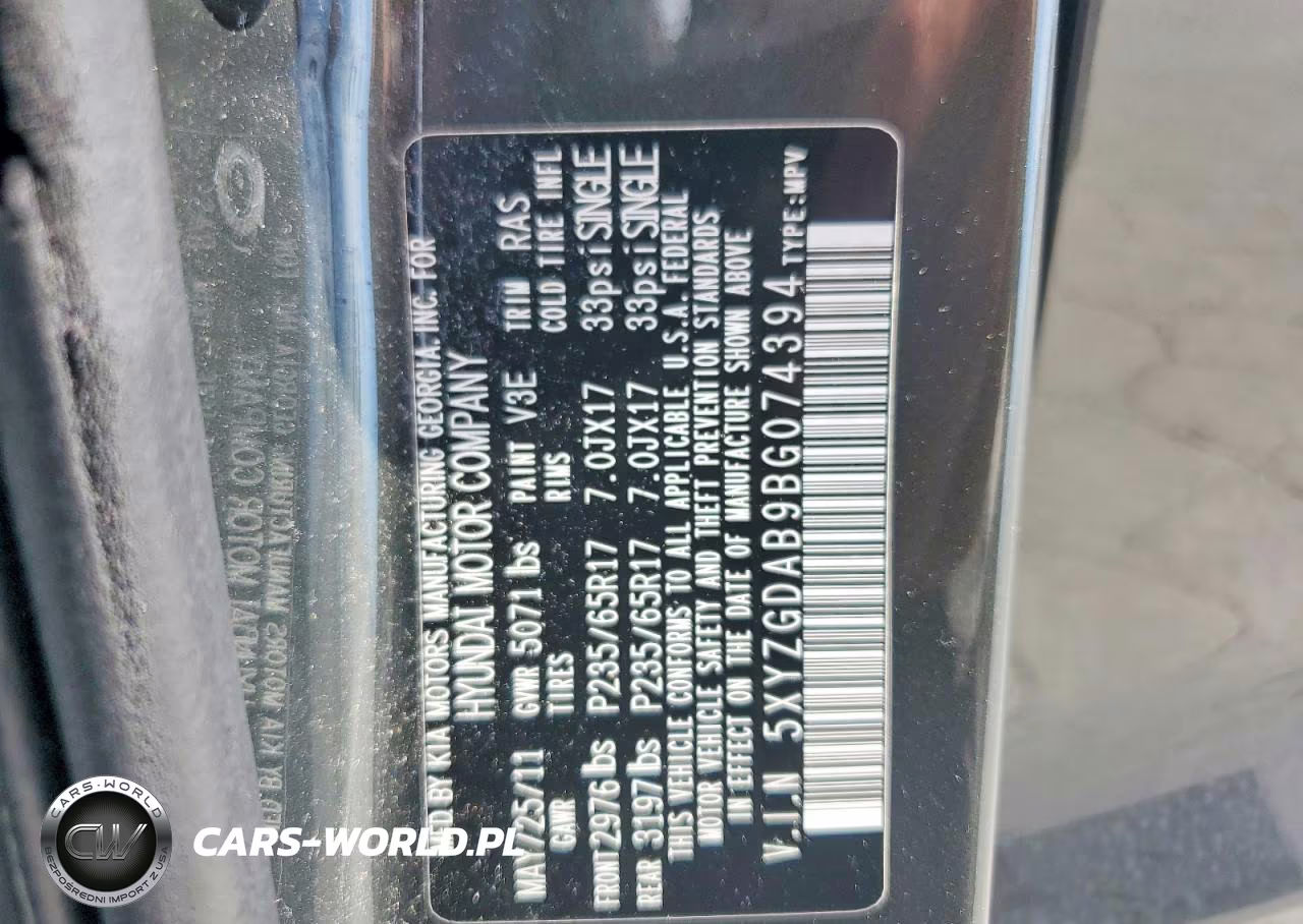 2011 Hyundai Santa Fe Gls VIN:5XYZGDAB9BG074394 - 13