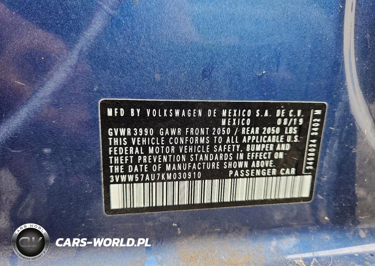 2019 Volkswagen Golf S-Se VIN:3VWW57AU7KM030910 - 12