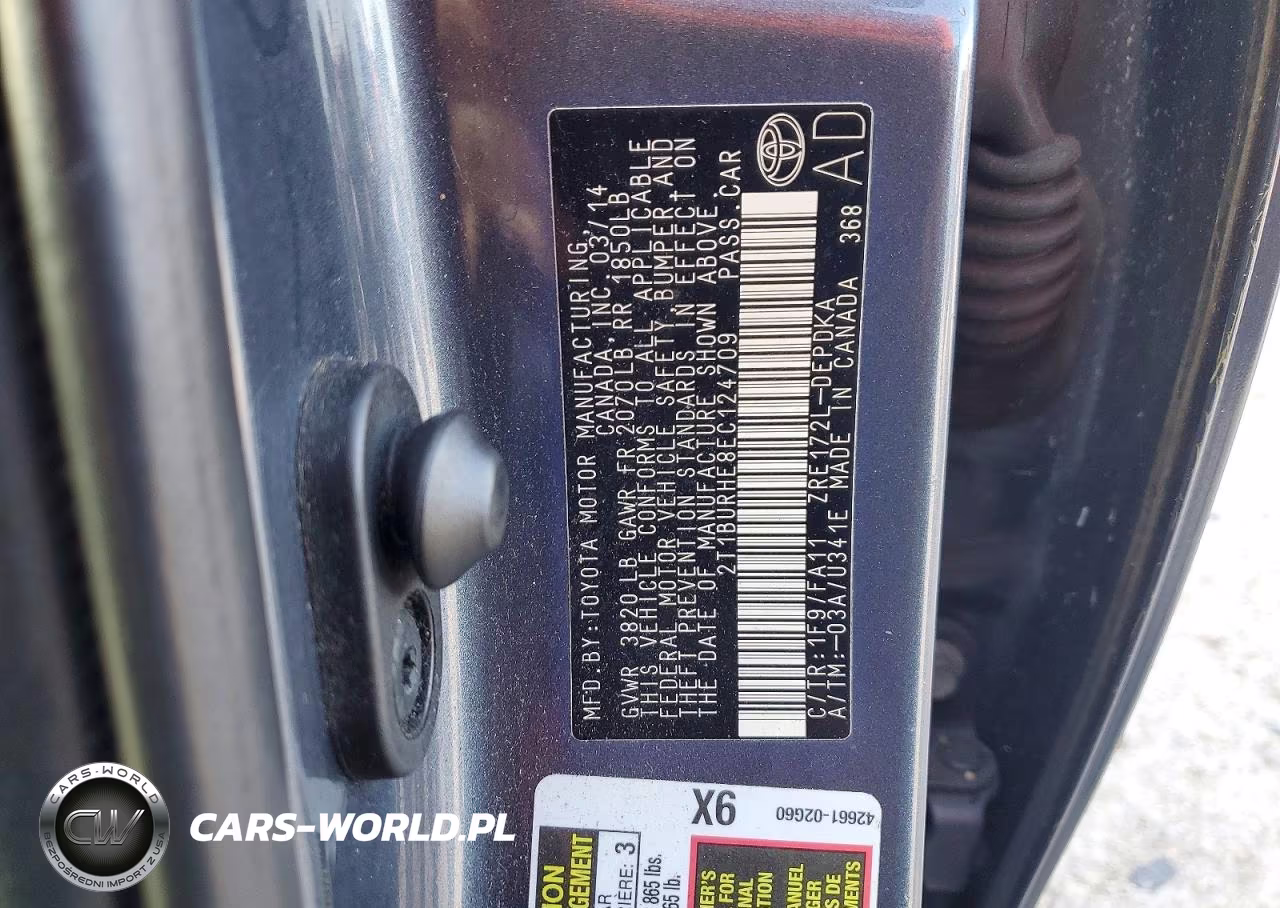 2014 Toyota Corolla L VIN:2T1BURHE8EC124709 - 12