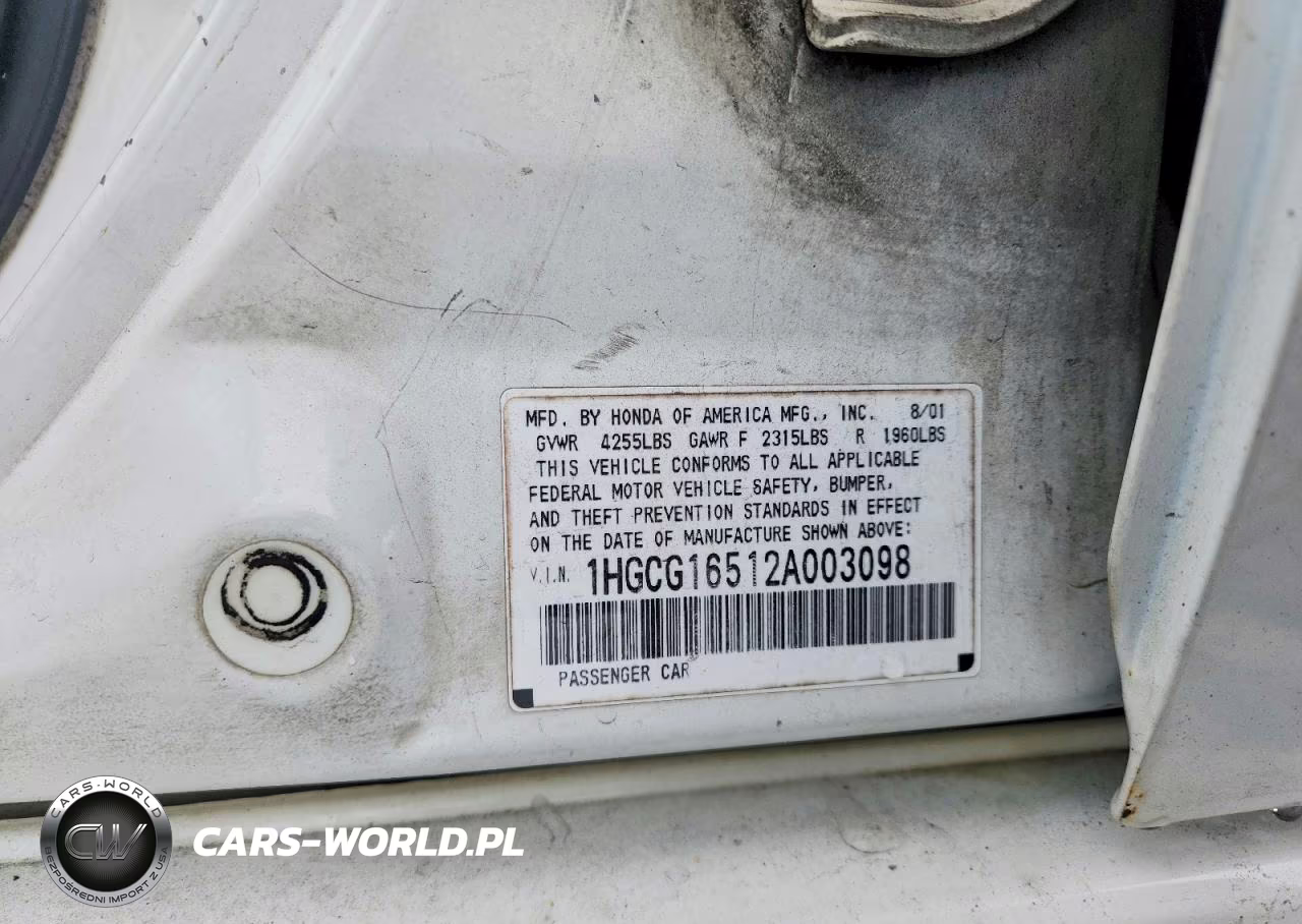 2002 Honda Accord Ex VIN:1HGCG16512A003098 - 12