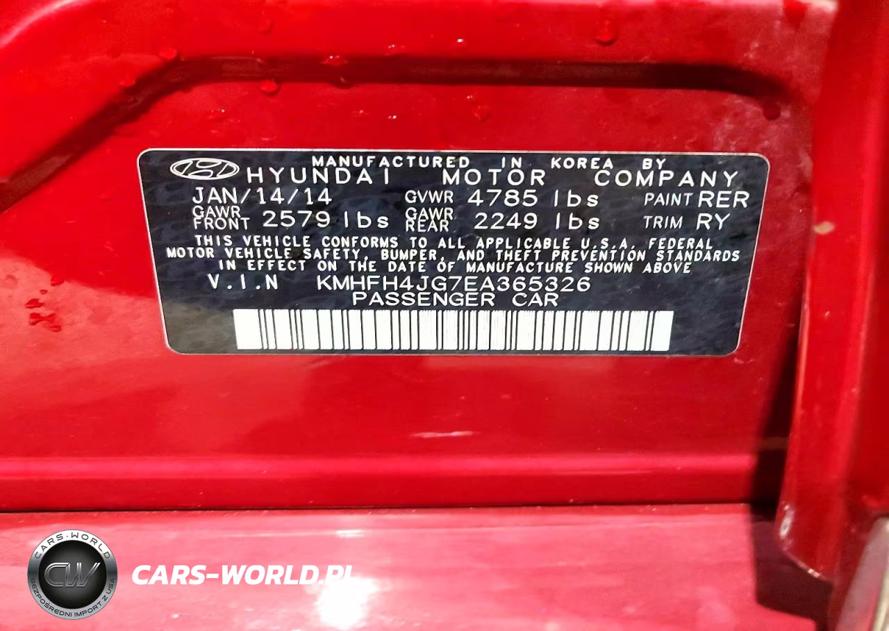 2014 Hyundai Azera Limited VIN:KMHFH4JG7EA365326 - 12