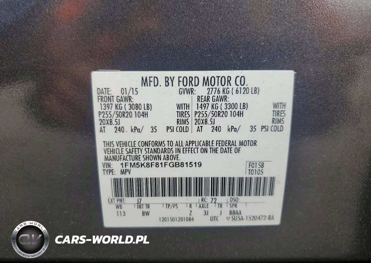 2015 Ford Explorer Limited VIN:1FM5K8F81FGB81519 - 13