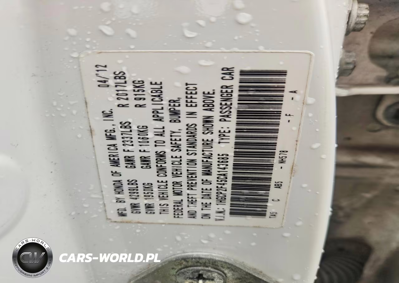 2012 Honda Accord Lxp VIN:1HGCP2F45CA143685 - 12