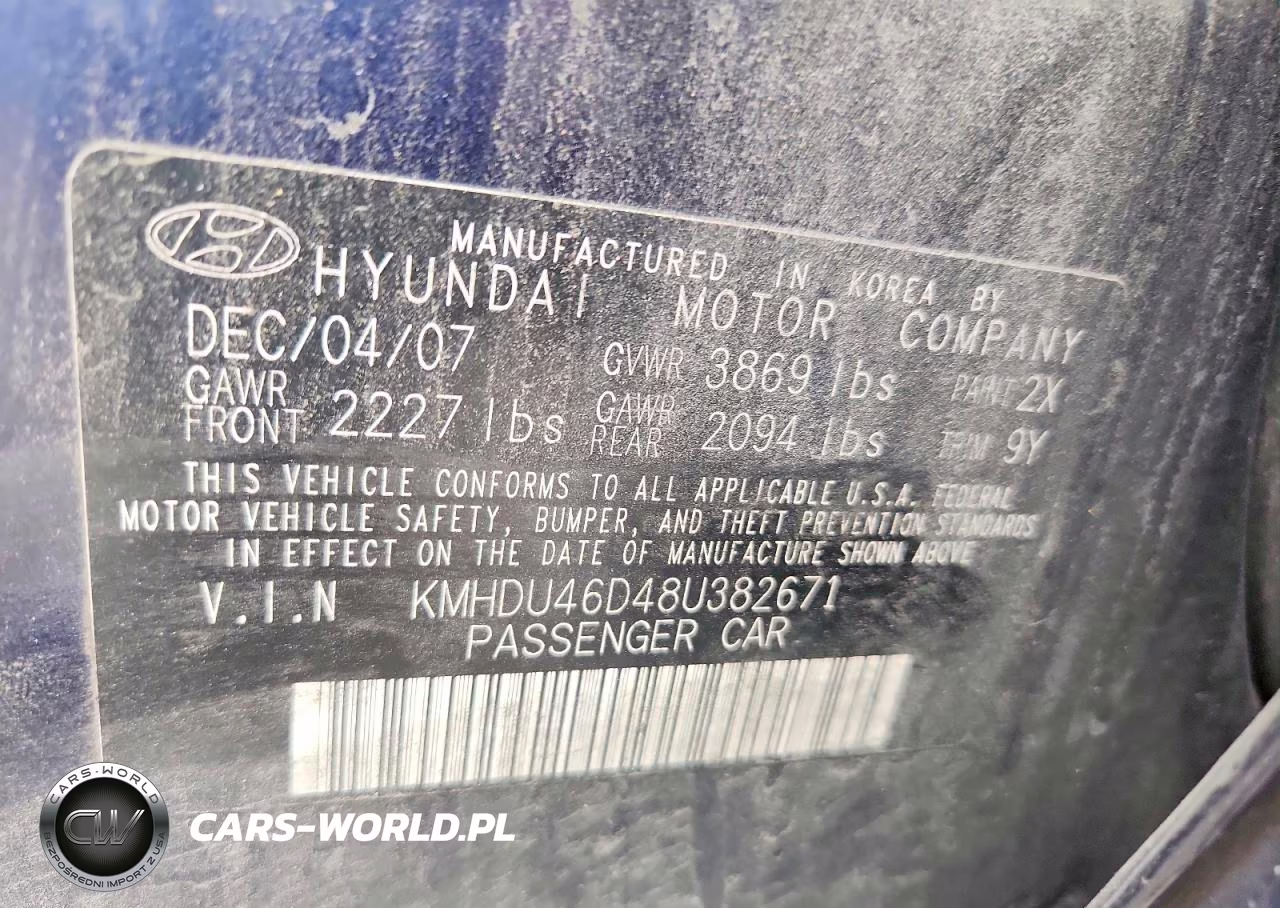 2008 Hyundai Elantra Gls VIN:KMHDU46D48U382671 - 12