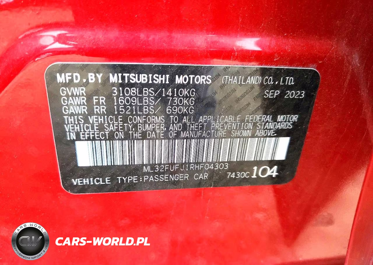 2024 Mitsubishi Mirage G4 Es VIN:ML32FUFJ1RHF04303 - 12