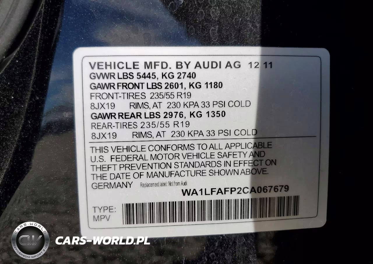 2012 Audi Q5 Premium Plus VIN:WA1LFAFP2CA067679 - 13