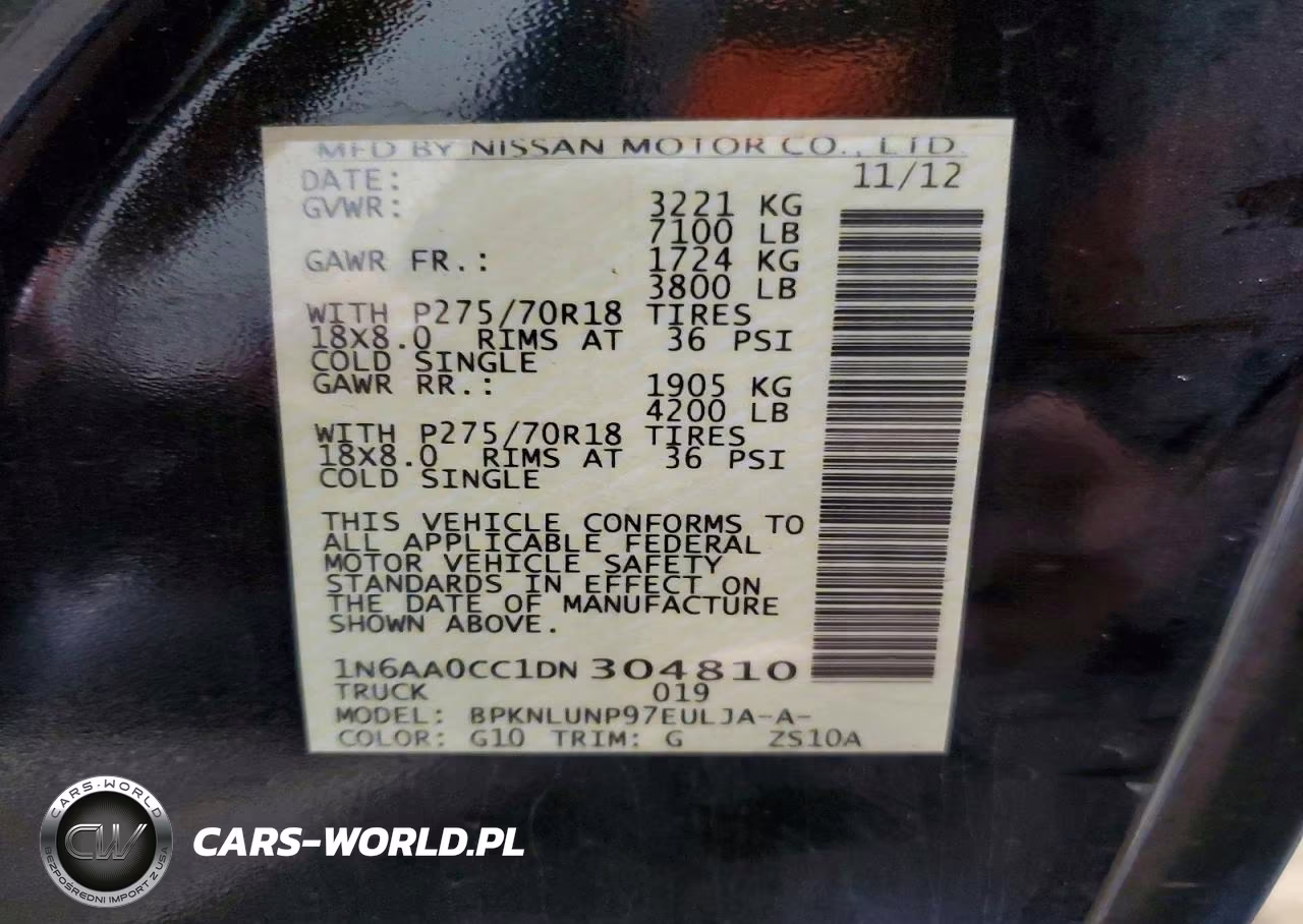 2013 Nissan Titan Sv VIN:1N6AA0CC1DN304810 - 12