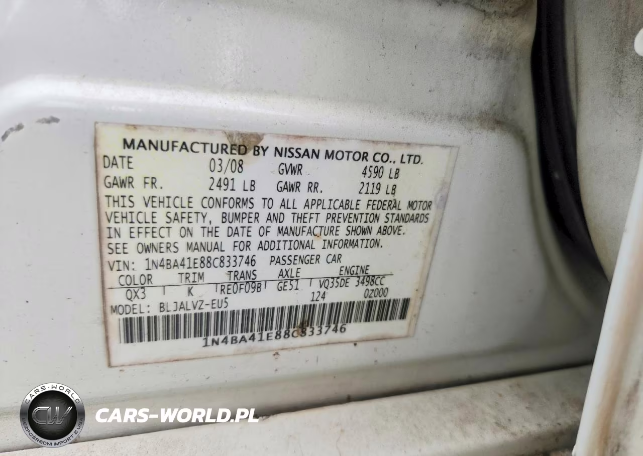2008 Nissan Maxima 3.5 Se VIN:1N4BA41E88C833746 - 12